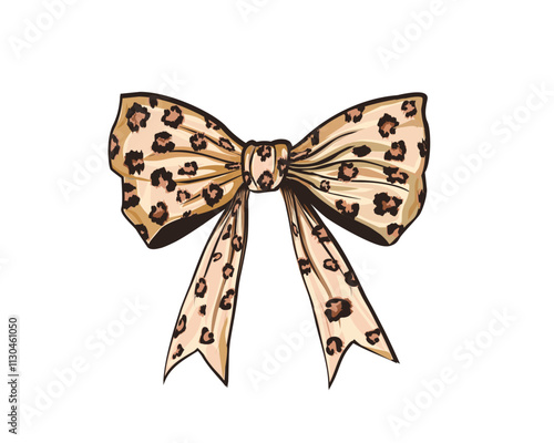 wild exotic leopard  bow design hand drawn