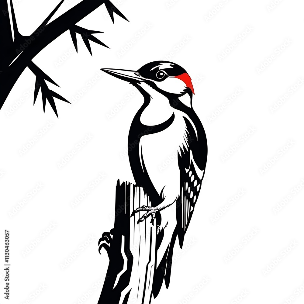 Obraz premium Elegant Woodpecker Illustration