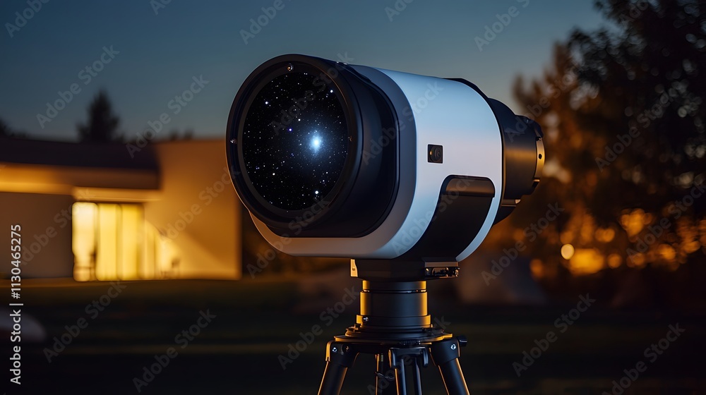 Naklejka premium Modern Telescope Observes Night Sky Stars