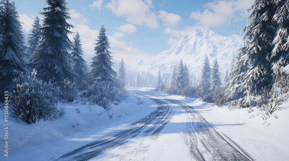 Fototapeta premium road in the mountains in snow 