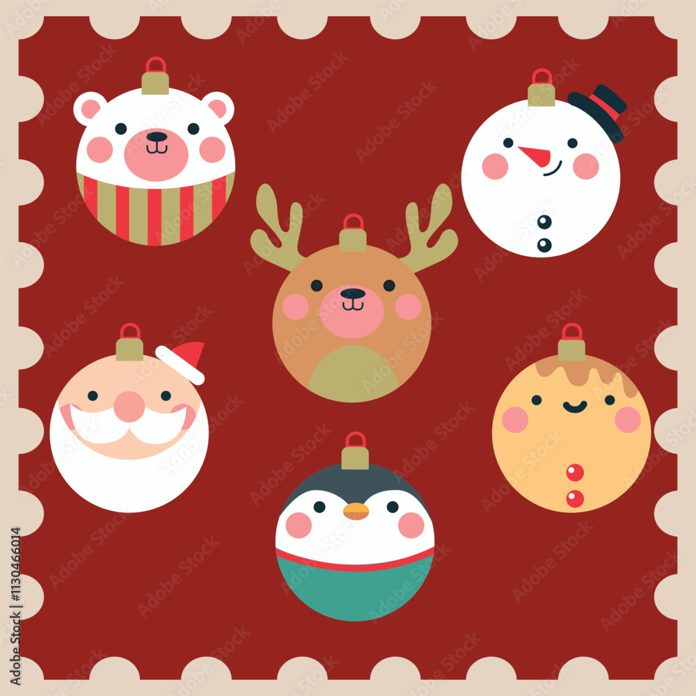Naklejka premium Cute christmas ornament for christmas background 
