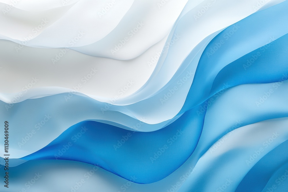 Obraz premium A flowing abstract wave design in soft shades of blue and white, representing movement and calmness