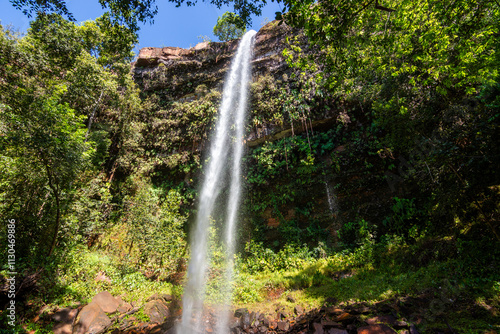 View of Cachoeira do Urubu Rei (Vulture King Waterfall) at Serras Gerais - Almas, Tocantins