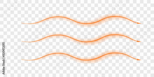 Hot air flow from air conditioner. Propagation of heat waves with direction. Realistic 3d vector.
