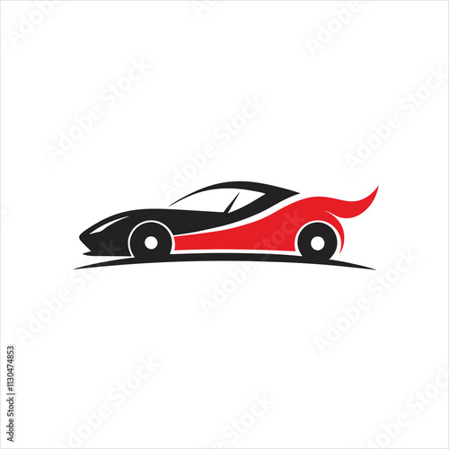 Dynamic Abstract Race Car Design in Silhouette Vector Style