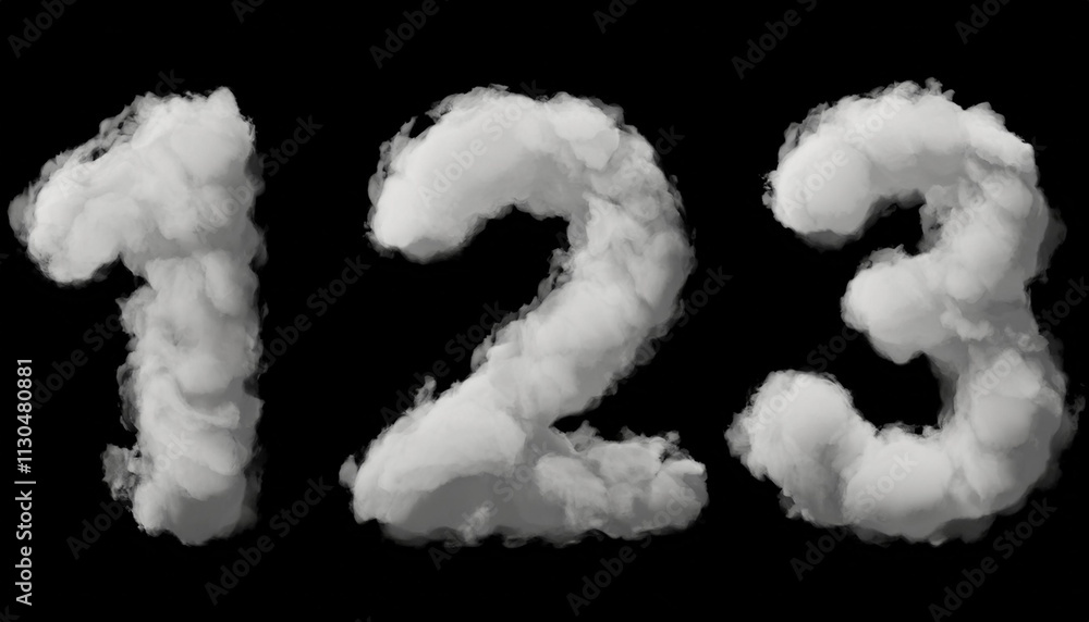 seven, set of numbers made of clouds in a Blue Sky, 3d rendering seven, set of numbers made of clouds in a Blue Sky, 3d rendering