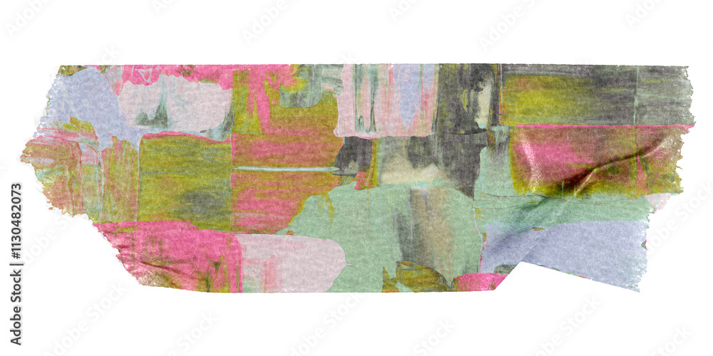 Fototapeta premium Colorful painting washi tape png sticker, collage element, transparent background