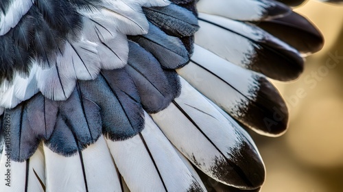 A striking feather from a harpy eagle, featuring bold grey and black bands in a powerful design photo