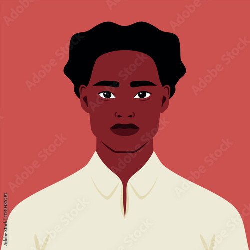 Beautiful young African American man portrait. Avatar of a young African male. Vector illustration