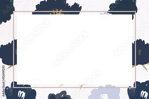 Blue blooming flower frame png botanical illustration