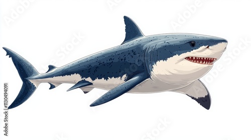 Wallpaper Mural A flat 2D vector illustration of a shark swimming, minimalist design, white background Torontodigital.ca