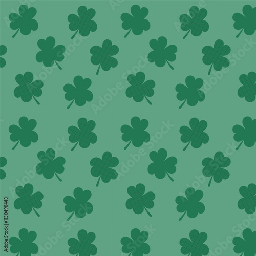 Seamless St. Patrick's Day pattern with clovers. Clover leaves festive textures. Ireland Feast day