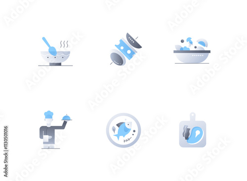 Food and ingredients - flat design style icons set