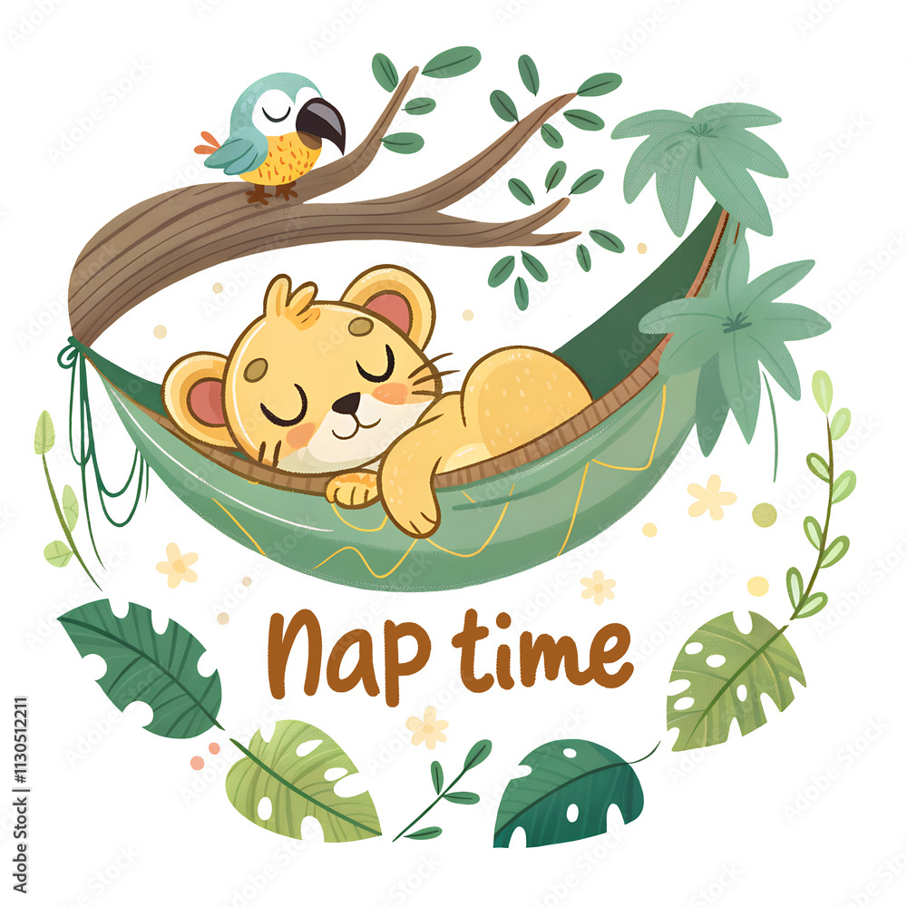Obraz premium a kawaii sticker design featuring a sleepy lion