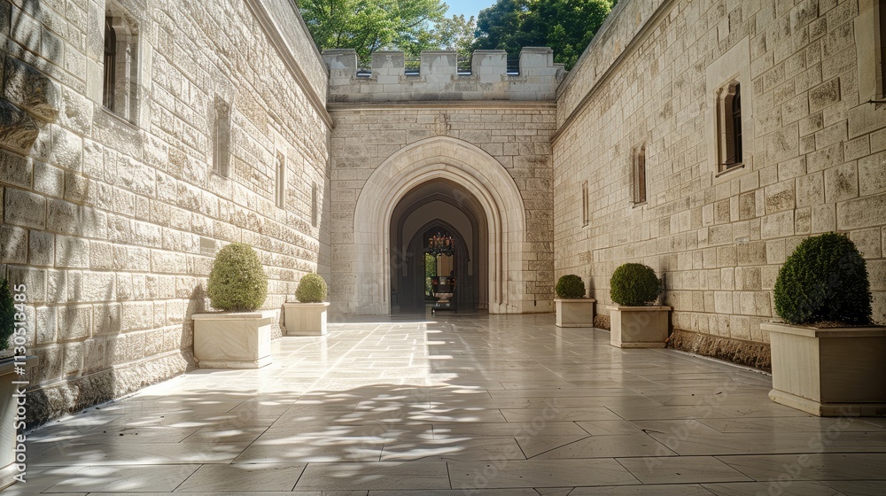 Fototapeta premium A museum entry to old castle but made of limestone.