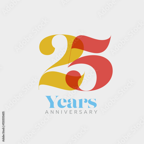 Twenty five years anniversary card template - poster template of  invitation card for company event party. 25 years simple minimalistic  jubilee template on light background.
