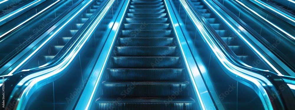 Obraz premium A macro photography shot of a steel escalator, 