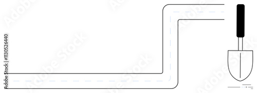 Shovel digging zigzag path through solid ground, showcasing concept of navigation and challenges. Ideal for problem-solving, overcoming obstacles, strategic planning, determination, persistence