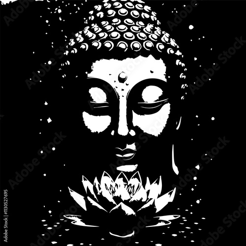 black and white buddha 