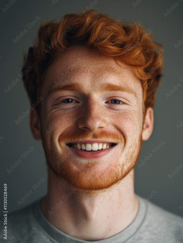 Fototapeta premium Happy Young Man with Red Hair and Freckles
