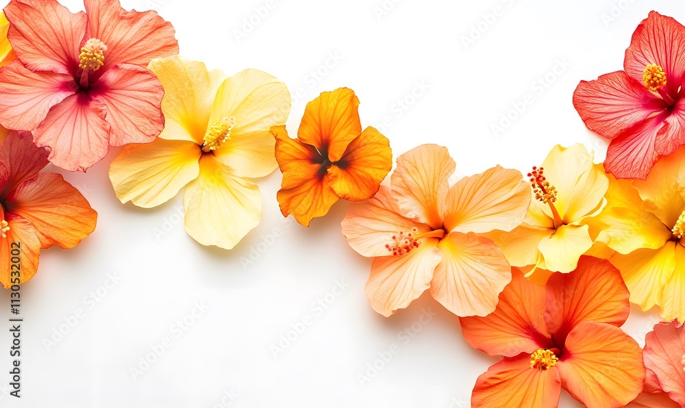 Obraz premium Bright tropical flowers in vibrant orange and yellow tones, Generative AI
