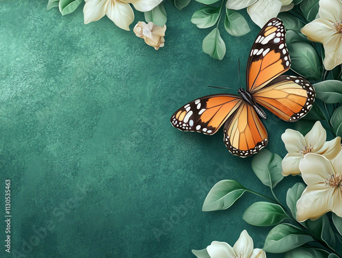 Flower floral butterfly background ai generated photo