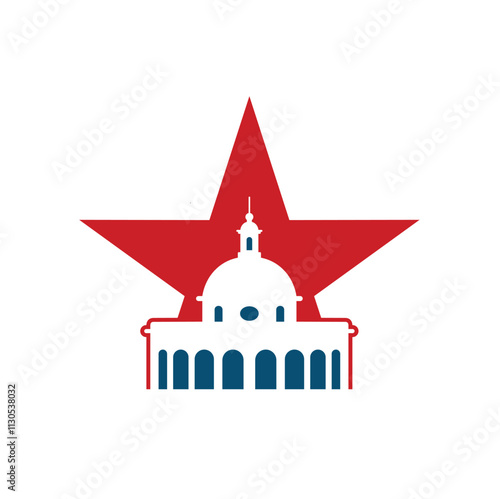 capitol dome combined with star, vector art.