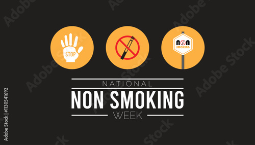 National Non Smoking week observed each year during January. National Non Smoking week creative concept design. Vector template for banner, greeting card, poster with background.