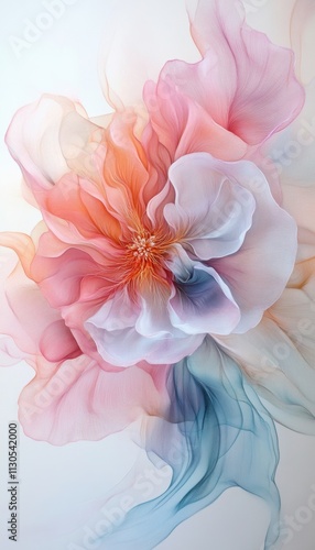 Abstract flower, pastel colors, white background