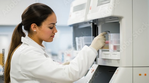 Wallpaper Mural Female lab technician performing DNA sequencing in a modern research facility equipped with digital analytics Torontodigital.ca