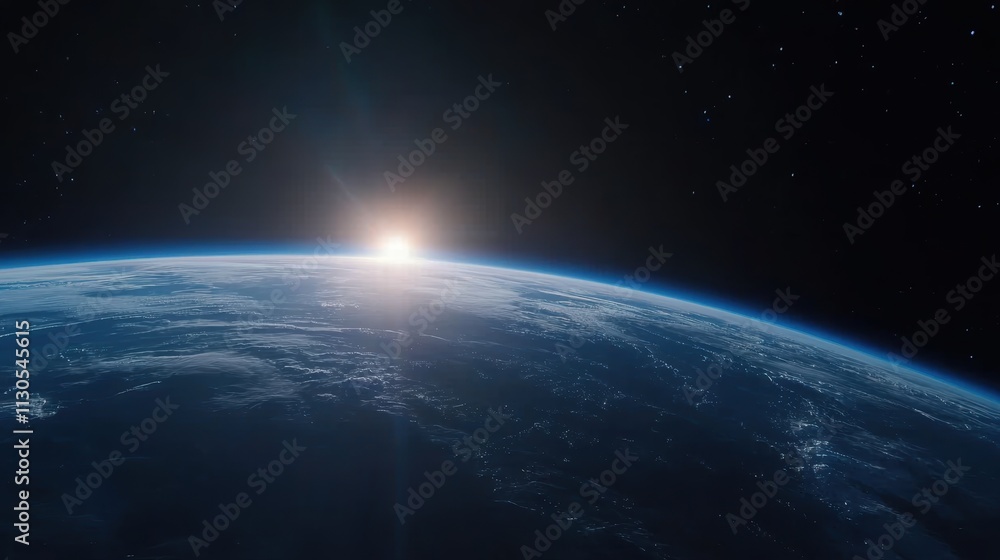Obraz premium Sunrise over Earth from space perspective