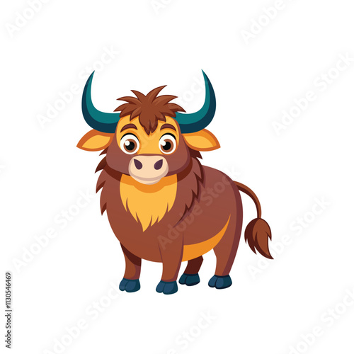  Ox Cartoon Colored Clipart Illustration Vector.