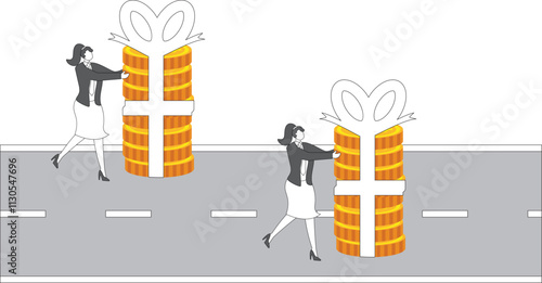 Money Gifts, Bribes, Employee Benefits, Perks, Bonuses, Salaries, Incentives for Employees, Businesswomen Push Huge Money Gifts