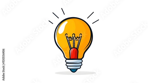 Bright yellow light bulb illustration with shining accents, symbolizing ideas, creativity, and innovation, suitable for design and educational purposes, on a clean background.