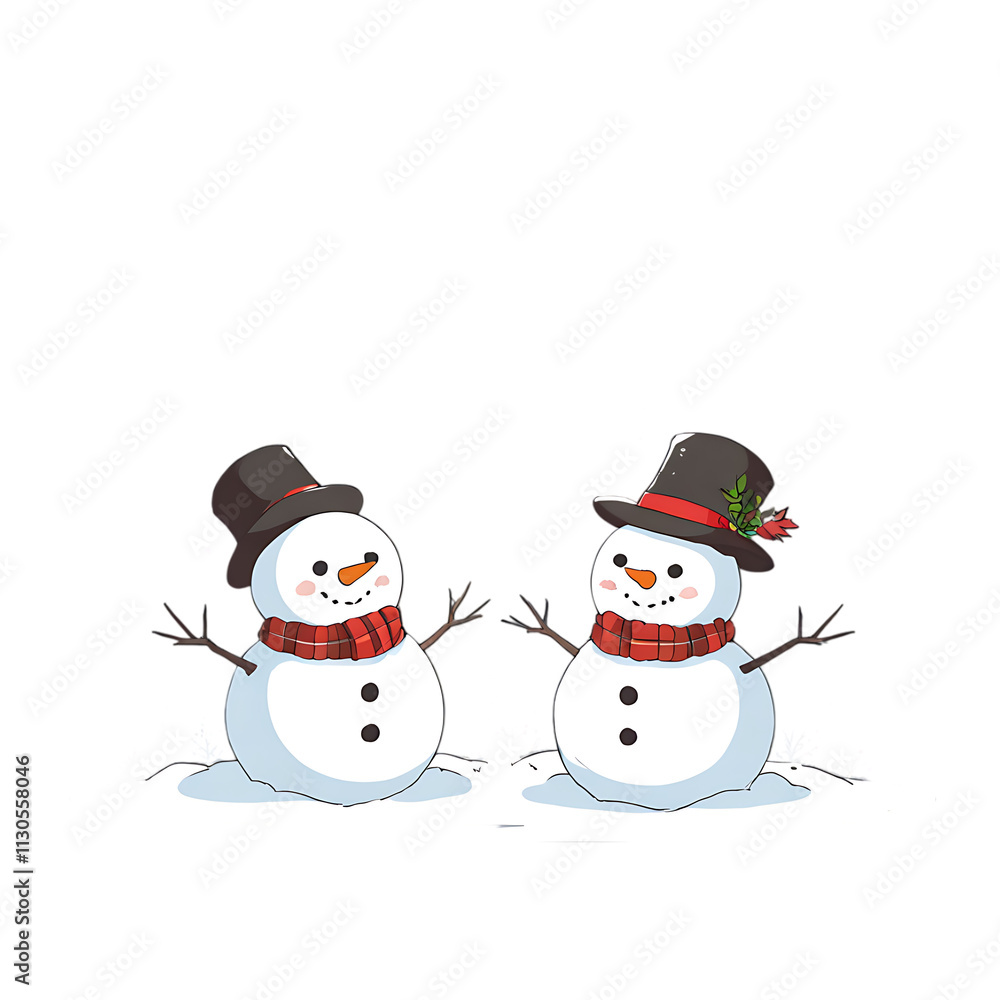 Obraz premium cute snowman with a scarf, hat isolated on transparent background