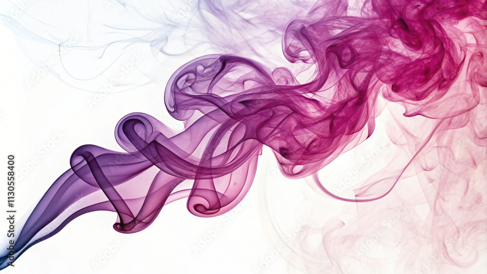 Fototapeta premium Abstract swirling purple smoke on a white background