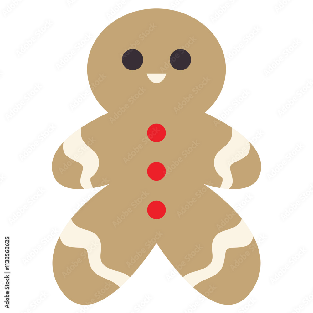 Obraz premium Merry Christmas abstract geometric flat simple ginger cookies icon. Vector illustration, decorative element for poster, banner, card. Minimalistic Christmas symbol. Children's book element