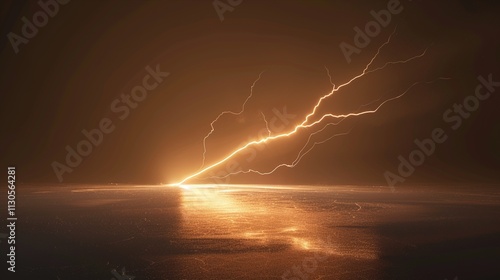 Obraz na płótnie A single, long lightning bolt on a solid dark brown background. w salonie