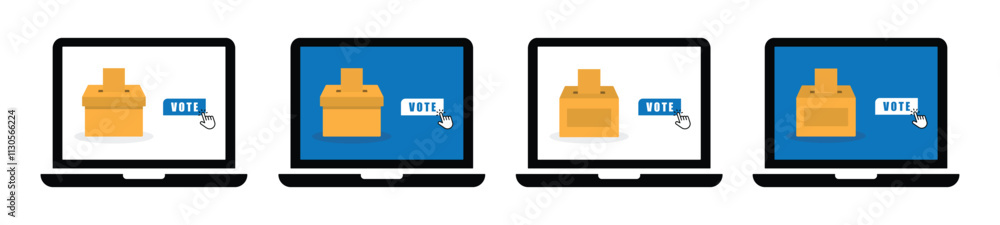 Obraz premium Laptop donation button set icon, vector illustration