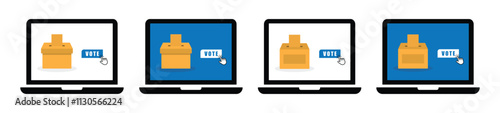 Laptop donation button set icon, vector illustration