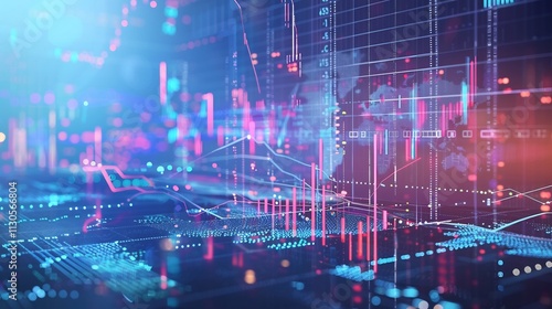 Wallpaper Mural Vibrant scene of a global finance network where investment flows capital markets transactions and credit management are interconnected with data visualizations representing market trends Torontodigital.ca