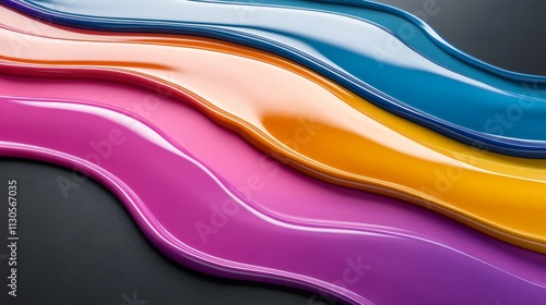 Abstract Rainbow-Like Liquid Waves on Black Background in Digital Art Style