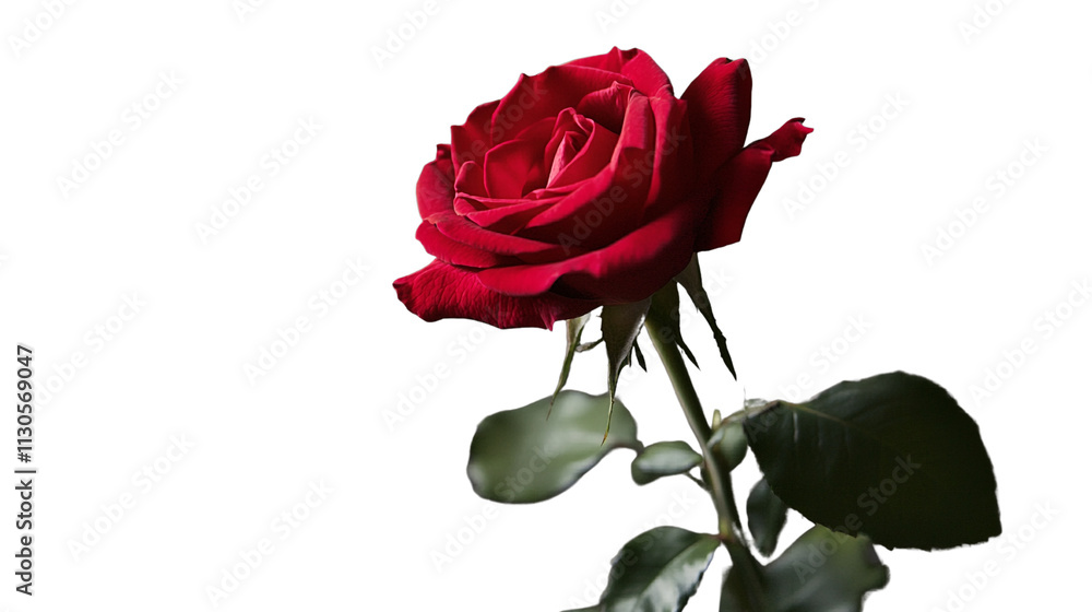 Fototapeta premium Single red rose transparent background