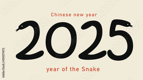 2025 year of the snake. chinese new year banner. chinese words stamp on the right means "snake". calligraphy, hand writing, script, brush, water color.asia oriental traditional greeting card.