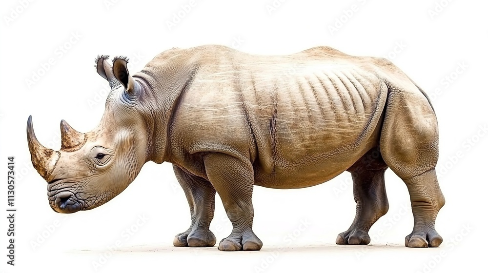 Naklejka premium white rhinoceros isolated on white