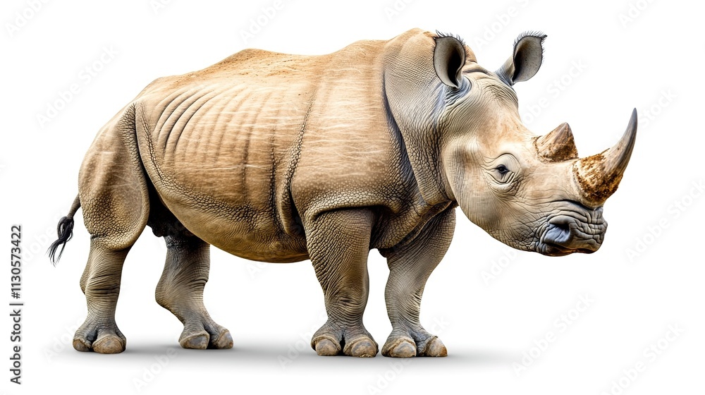 Fototapeta premium Rhino standing isolated on white background