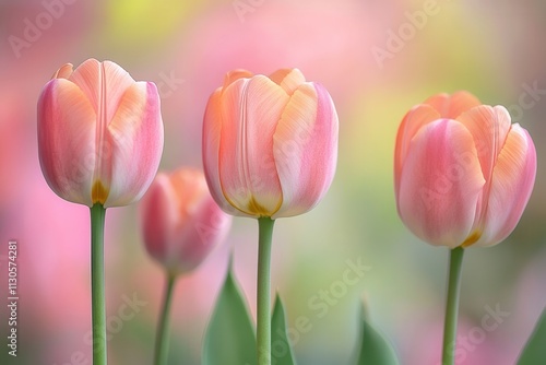 Romantic Watercolor Tulips in Orange and Pink Shades
