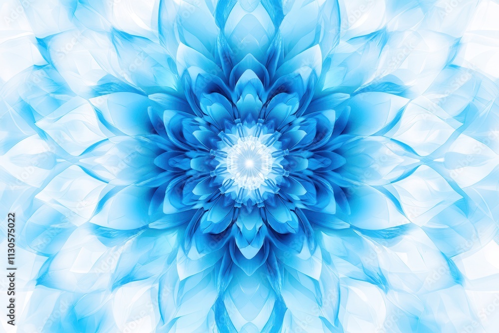 Obraz premium Monochromatic Floral Mandala in Muted Blue Tones