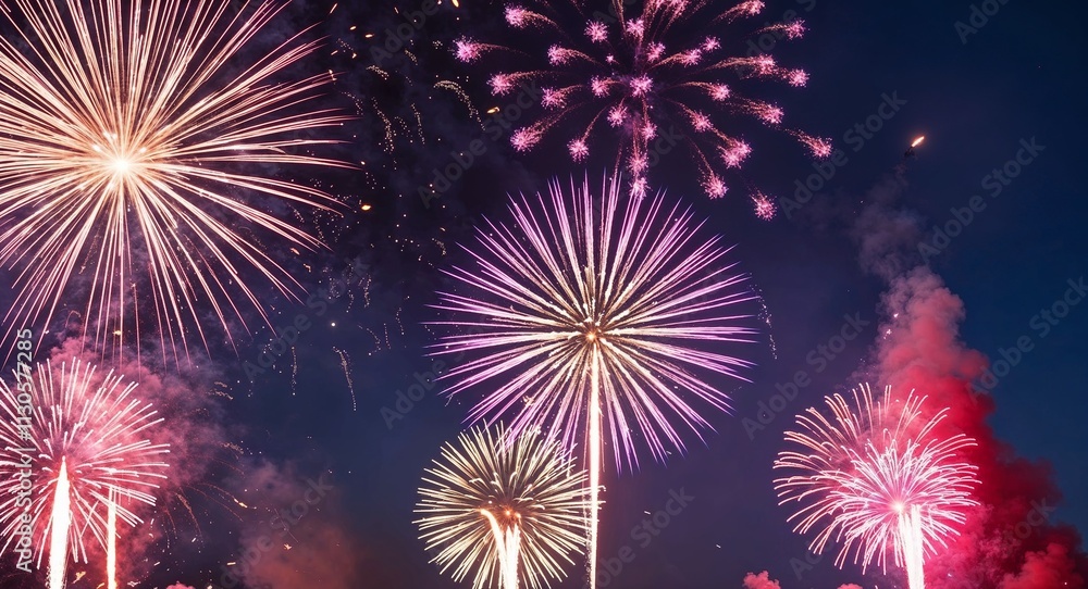 Fototapeta premium Designing fireworks that explode in geometric patterns like spirals or hexagons in the air