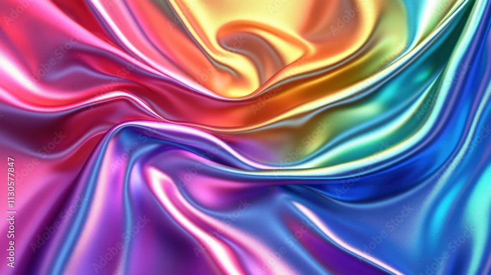 Fototapeta premium Iridescent Silk Fabric Draped in Colorful Waves